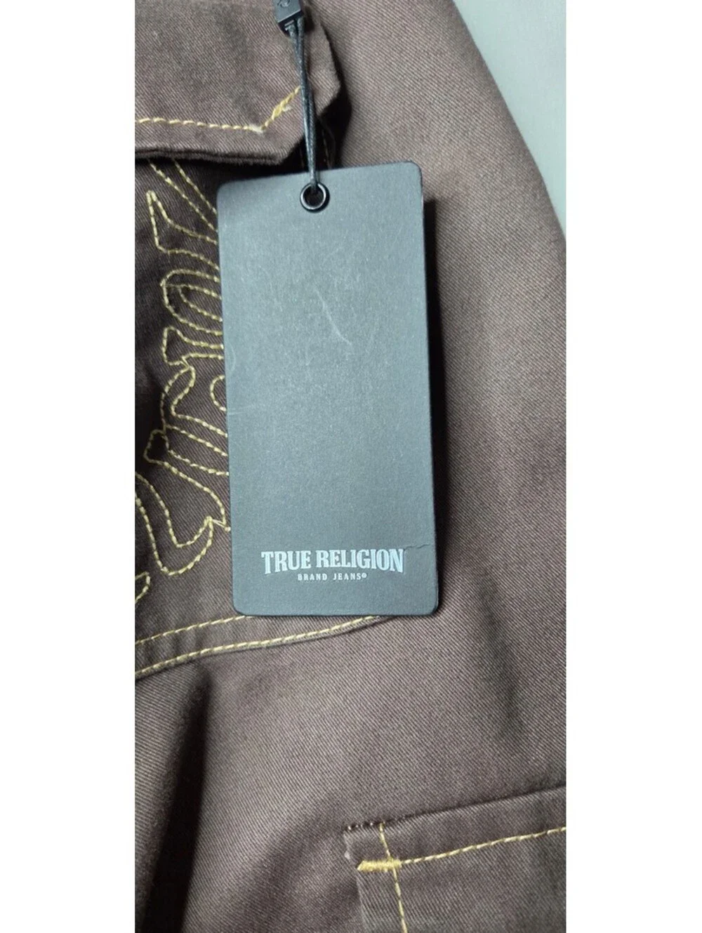NWT True Religion Men's Warped Horseshoe Baggy Cargo Pants Bracken Brown 34x32